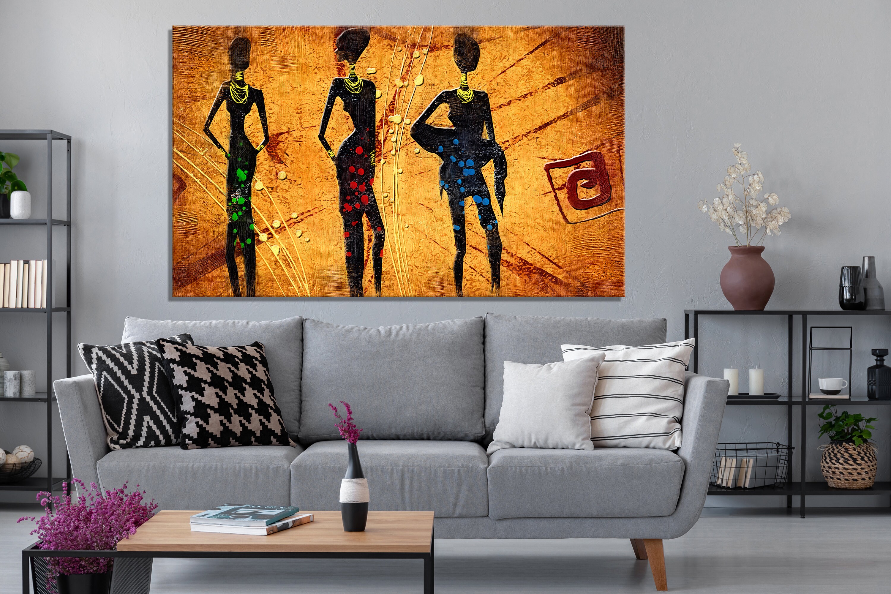 African American Art Canvas / Ethnic Retro Canvas / Printed Etsy
