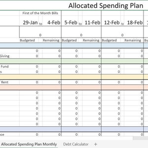 Zero Based Budget Allocated Spending Spreadsheet