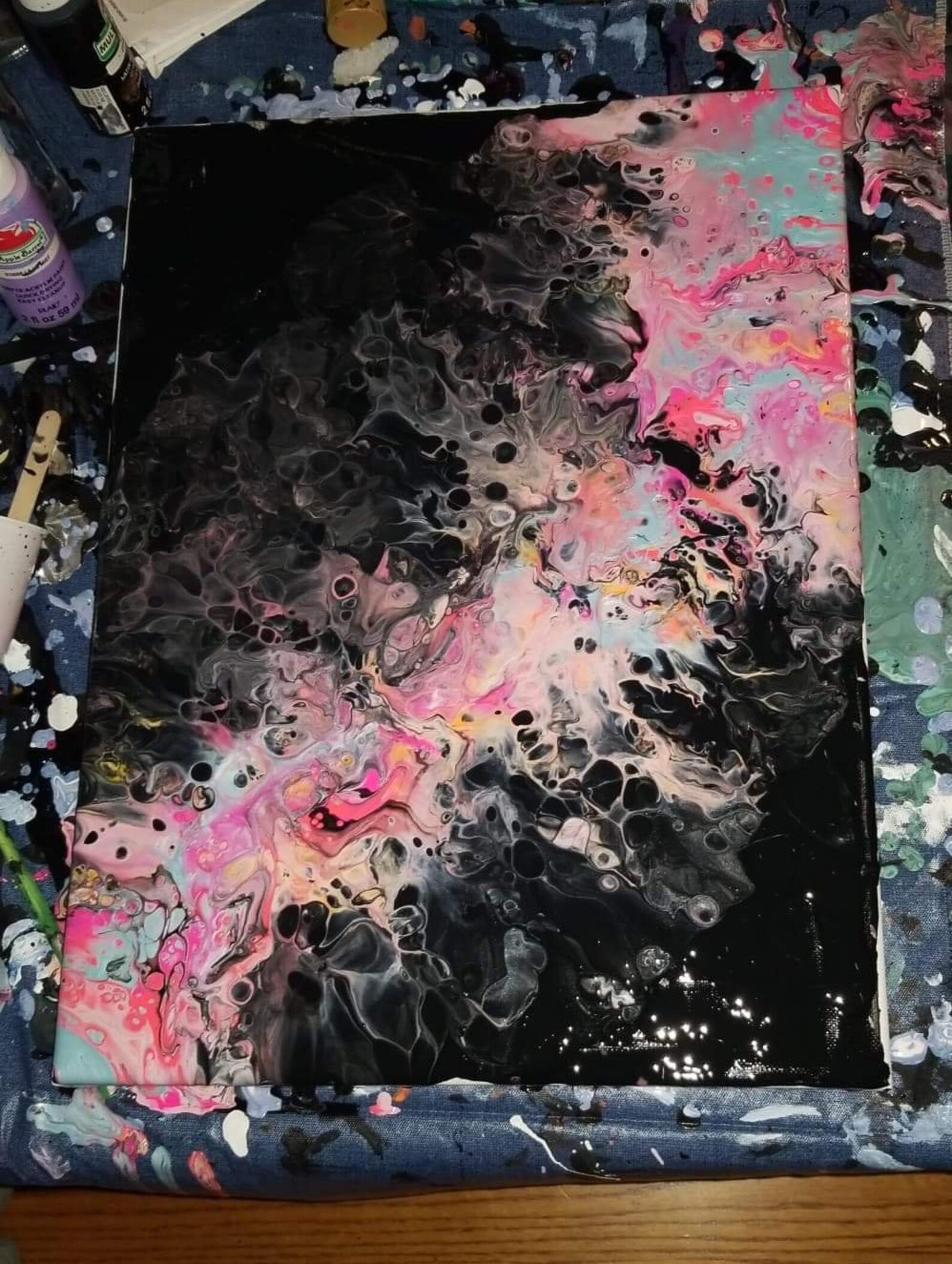 Neon Paint Pour Acrylic Painting Etsy