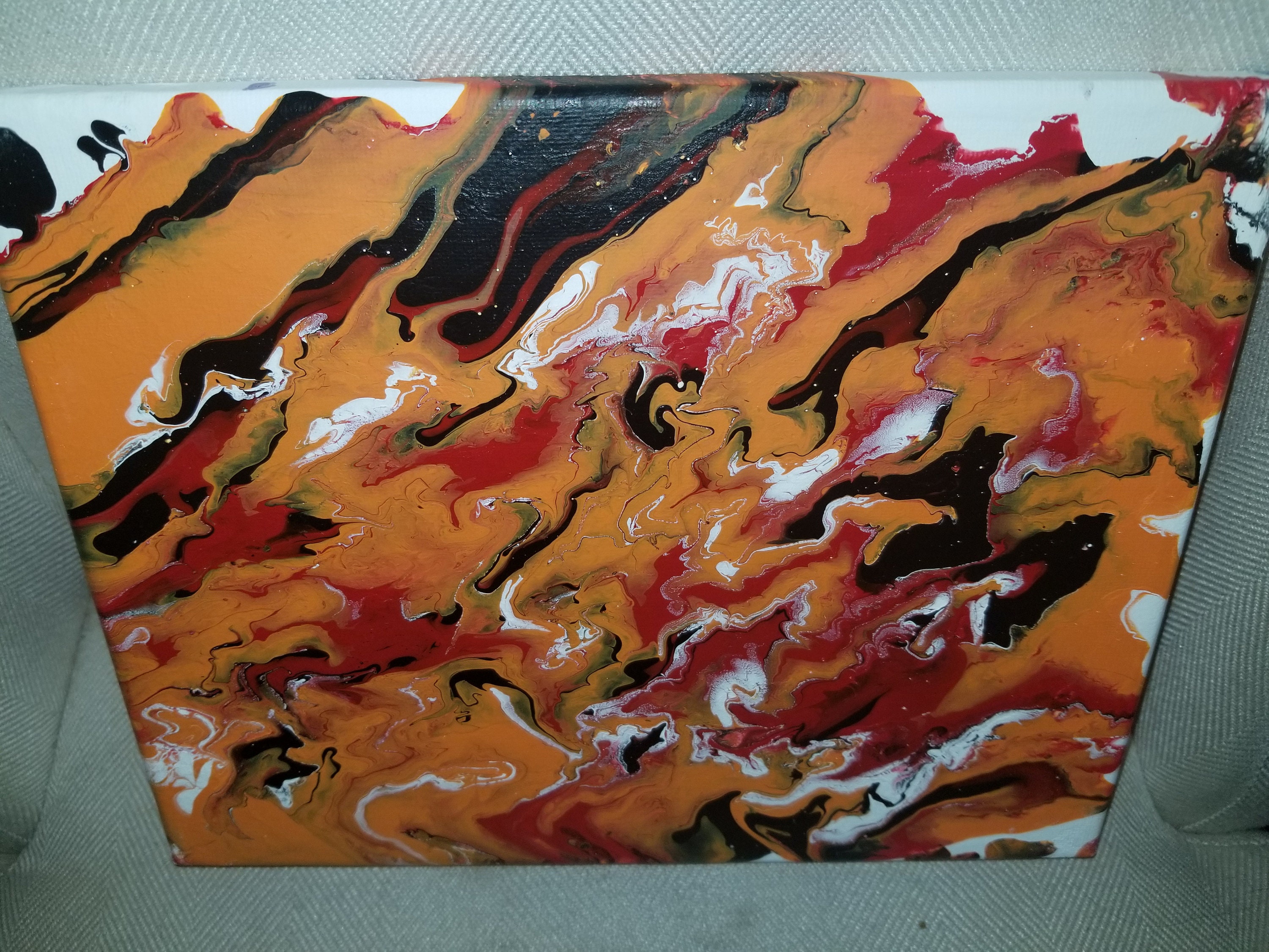 Orange Stripe Acrylic Paint Pour Etsy