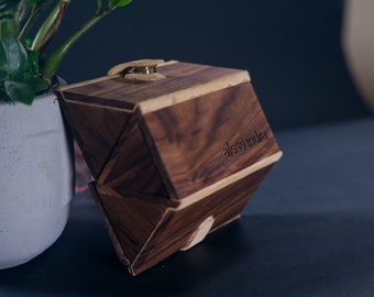 Caja de viaje cnc personalizada de madera y cuero de 3 gafas