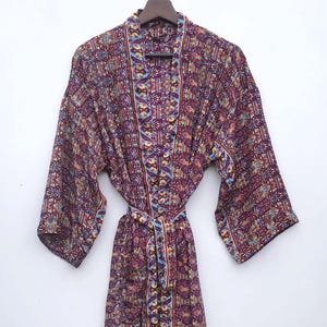 Recycled Silk Kimono Robe: Handmade Indian Vintage Sari Fabric # 190