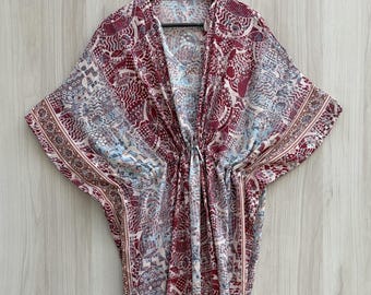 Vestido caftán de seda: Prenda de playa estilo bohemio # 10