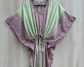 Sari de seda largo tipo caftán: Vestido maxi hecho a mano para resort de playa n.° 12