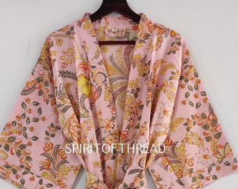 Beautiful Cotton Kimono Dress, Bath Robe Kimono, hand Block Printed Cotton Kimono, Shower Robe, Cotton Kimono Robe, Dressing Gown, Robes