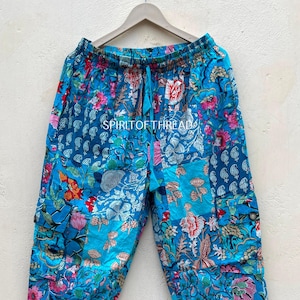 Patchwork Cotton Cargo Pants: Funky Boho Hippie Trousers