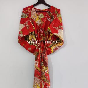 Floral Cotton Kaftan Dress: Indian Tunic Maxi, Hippie Style