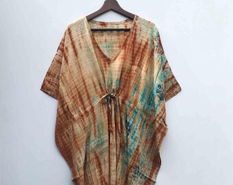 Tie Dye Silk Kaftan Dress: Beach Resort Cover Up # 53