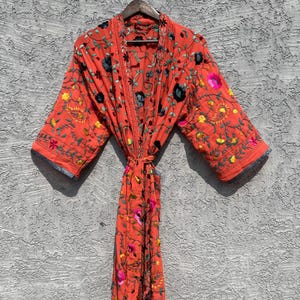 Haftowany szlafrok kimono Phulkari: okrycie plażowe Boho nr 49