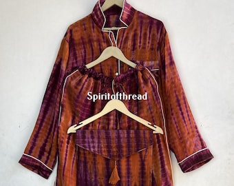 Crepe Silk Tie-Dye Pajama Set: Lightweight Loungewear