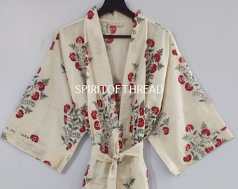 Belle robe kimono en coton, peignoir kimono, kimono en coton à imprimé floral, peignoir de douche, peignoir kimono en coton, robe de chambre