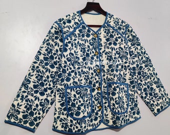 Cotton Quilted Jacket For Women Block Print Jacket Short kimono Women Wear Handmade Jacket Womens Jacket