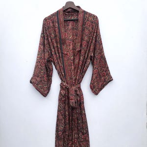 Boho Silk Sari Kimono: Recycled Indian Robe, Beach Cover-Up # 191