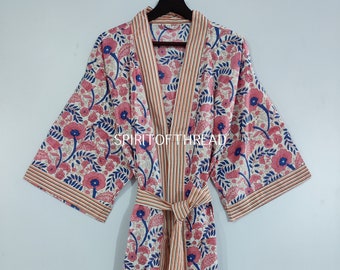 Beautiful Cotton Kimono Dress, Bath Robe Kimono, hand Block Printed Cotton Kimono, Shower Robe, Cotton Kimono Robe, Dressing Gown