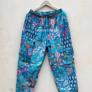 Patchwork Cotton Cargo Pants: Funky Boho Hippie Trousers