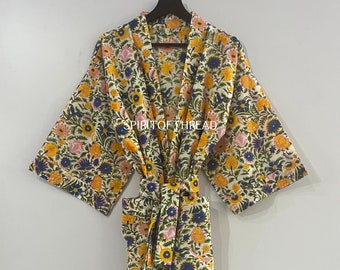 Beautiful Cotton Kimono Dress, Bath Robe Kimono, Floral Printed Cotton Kimono, Shower Robe, Cotton Kimono Robe, Dressing Gown