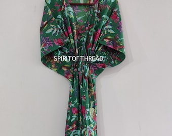 Floral Print Cotton Kaftan Dress: Indian Lounge Wear