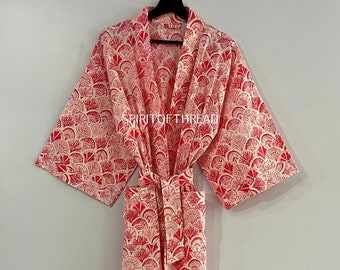 Beautiful Cotton Kimono Dress, Bath Robe Kimono, hand Block Printed Cotton Kimono, Shower Robe, Cotton Kimono Robe, Dressing Gown