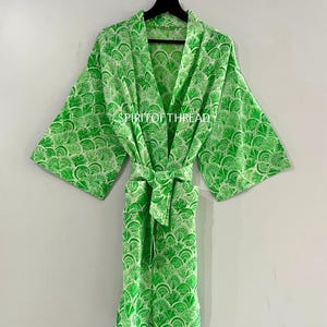 Cotton Kimono, Bath Robe, Dressing Gown, Bridesmaid Gift, Indian Hand block print, Night Wear