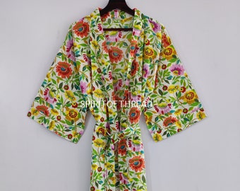 Robes, Lightweight pure cotton kimono robe, ladies night gown, kimono dressing gown, bridesmaid gowns, sustainable women bathrobe, Kimono