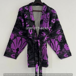 Unique Suzani Hand Embroidered Short Suzani Jacket, Robe, Short kimono Sepecial Gift For her