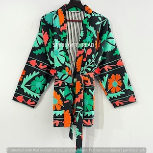 SHORT KIMONO jacket for women Suzani kimono short jacket Suzani Hand Embroidered Short Jacket