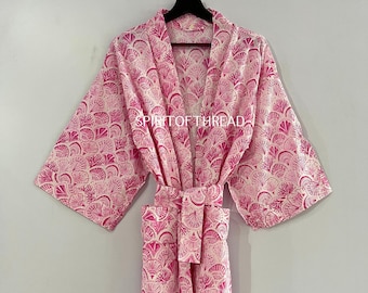 Robes, Lightweight pure cotton kimono robe, ladies night gown, kimono dressing gown, bridesmaid gowns, sustainable women bathrobe, Kimono