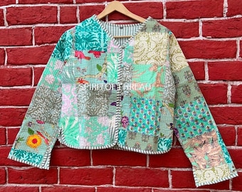 Patchwork Quilted Jackets Cotton Floral Bohemian Style Fall Winter Jacket Coat Streetwear Boho Quilted Reversible Jacket for Women .