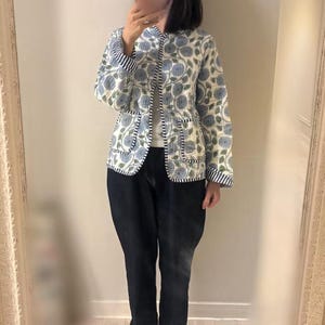 Block Print Quilted Cotton Jacket: Bohemian Floral Reversible Coat