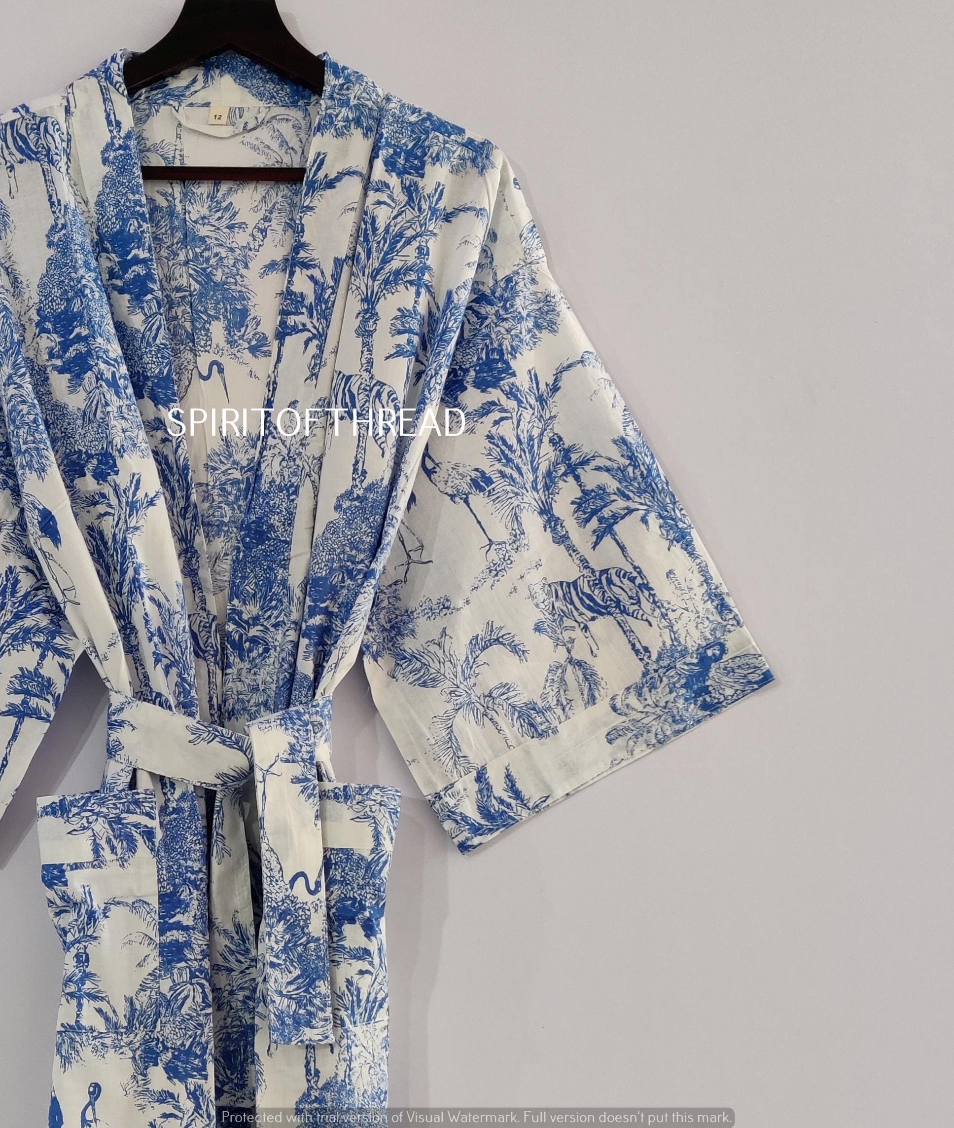 Beautiful Cotton Kimono , Bath Robe Cotton Kimono, Cotton Printed Kimono Bathrobe, Shower Robe, Cotton Kimono Robe