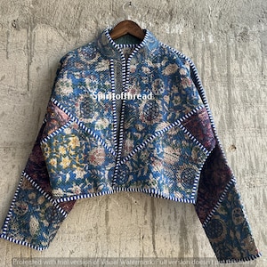 Reversible Vintage Kantha Jacket: Patchwork Quilted Cotton, Handmade in India