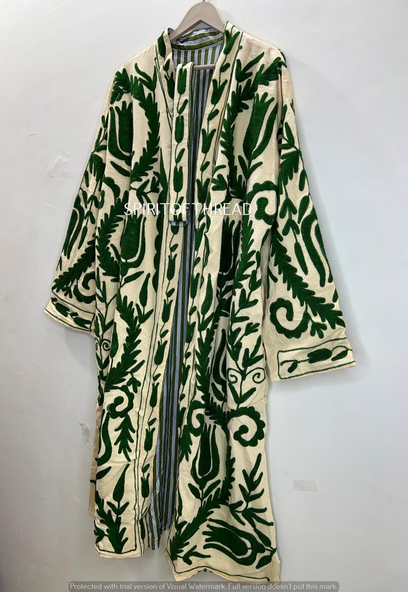Kumani Robe Suzani Embroidered Cotton Kimono Robe: Long Winter Jacket - Etsy