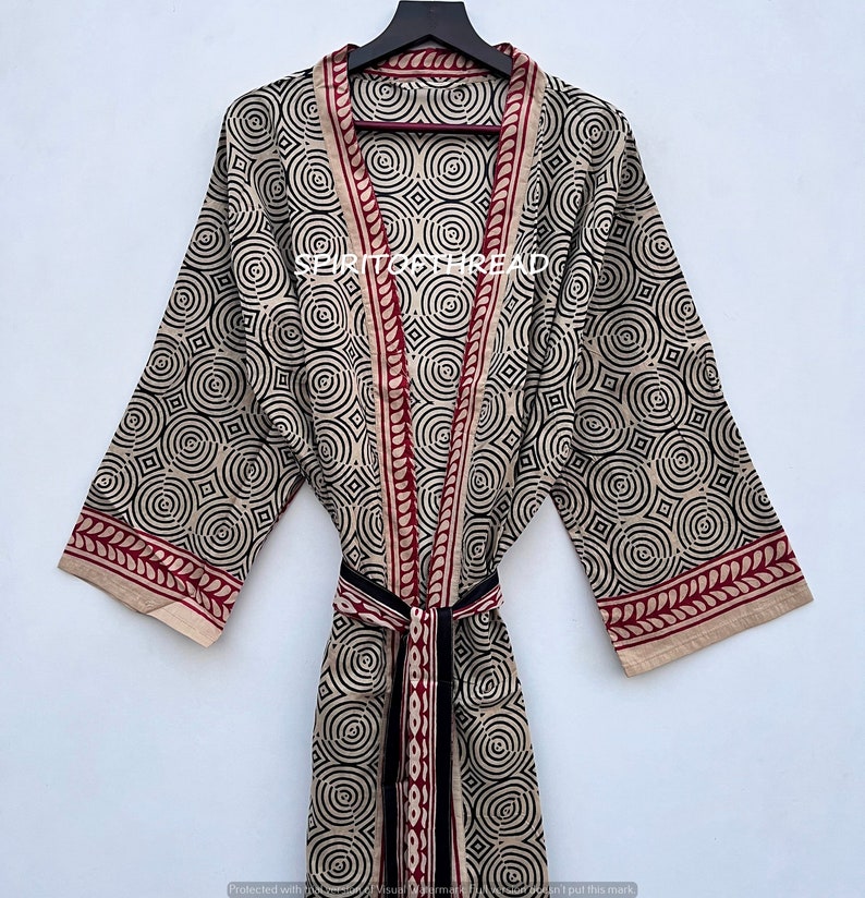 Kimono-Roben aus 100% Baumwolle, Kleider, Kimono aus reiner Baumwolle, Baumwoll-Kimono, Festival-Kleidung, Kimono-Kaftan, orientalischer Kimono, Damenrobe Bild 2