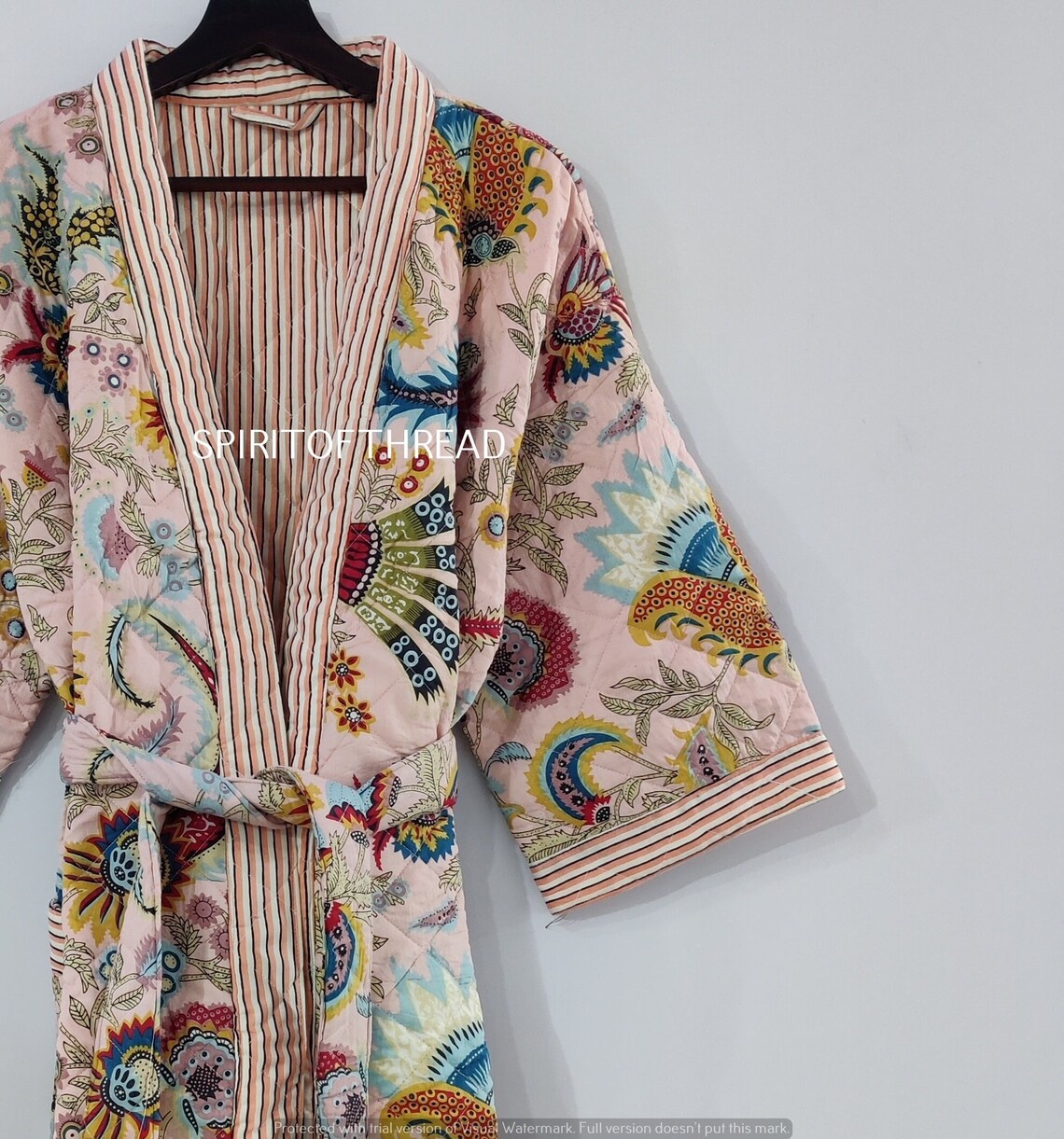 Buy Cotton Quilted Robe, Quilted Kimono, Robes , Traditional Kimono, Cotton Quilted Robe