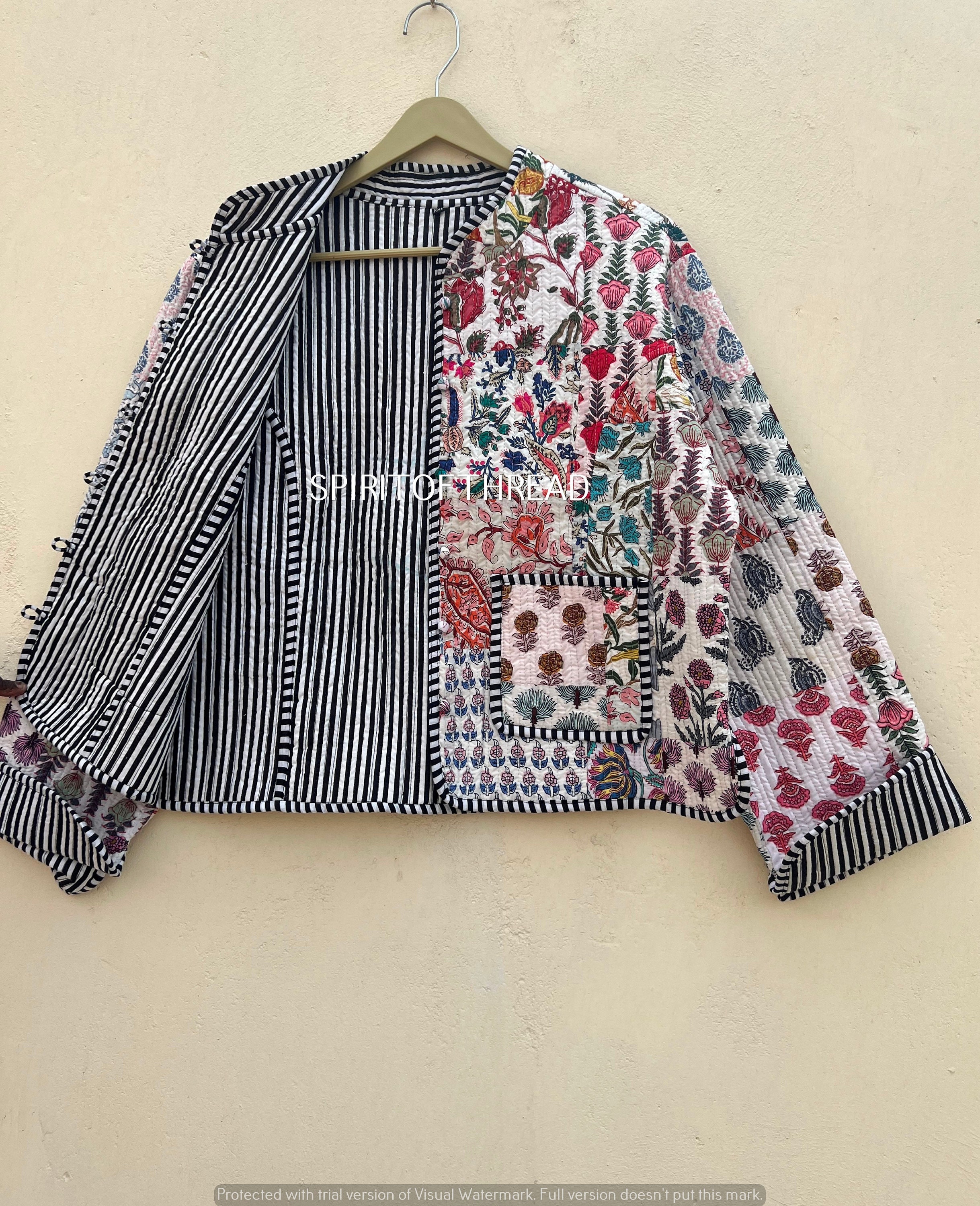 Patchwork Quilted Jackets Cotton Floral Bohemian Style Fall