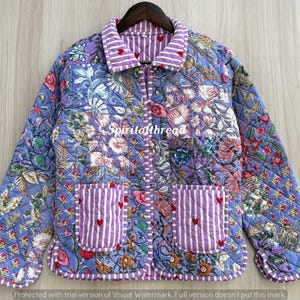 Quilted Patchwork Jacket, Handmade Boho Jacket, Colorful Cotton Coat
