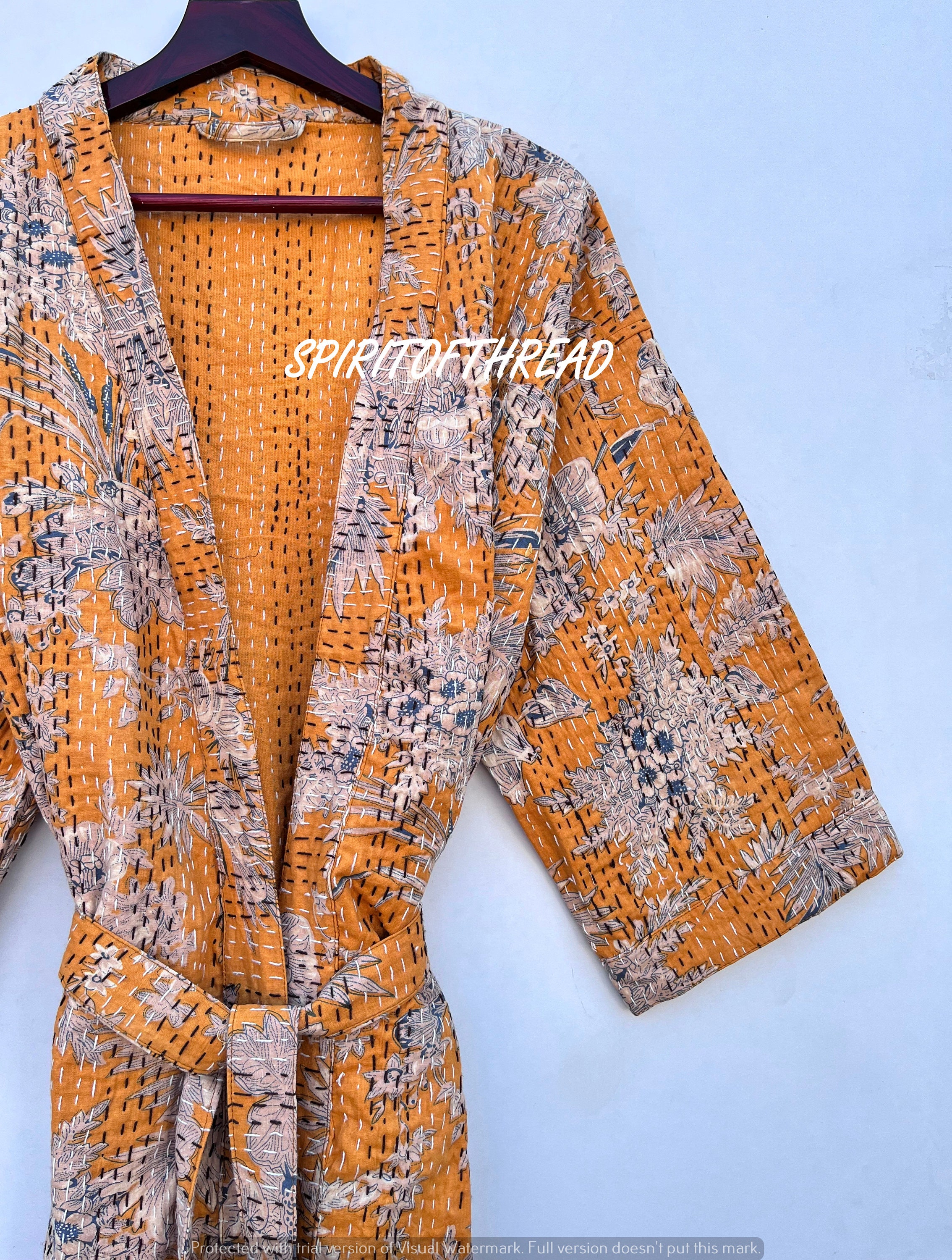 Buy Robes Embroidery Kimono, Man's Robe, Handmade Robes, Kantha Kimono