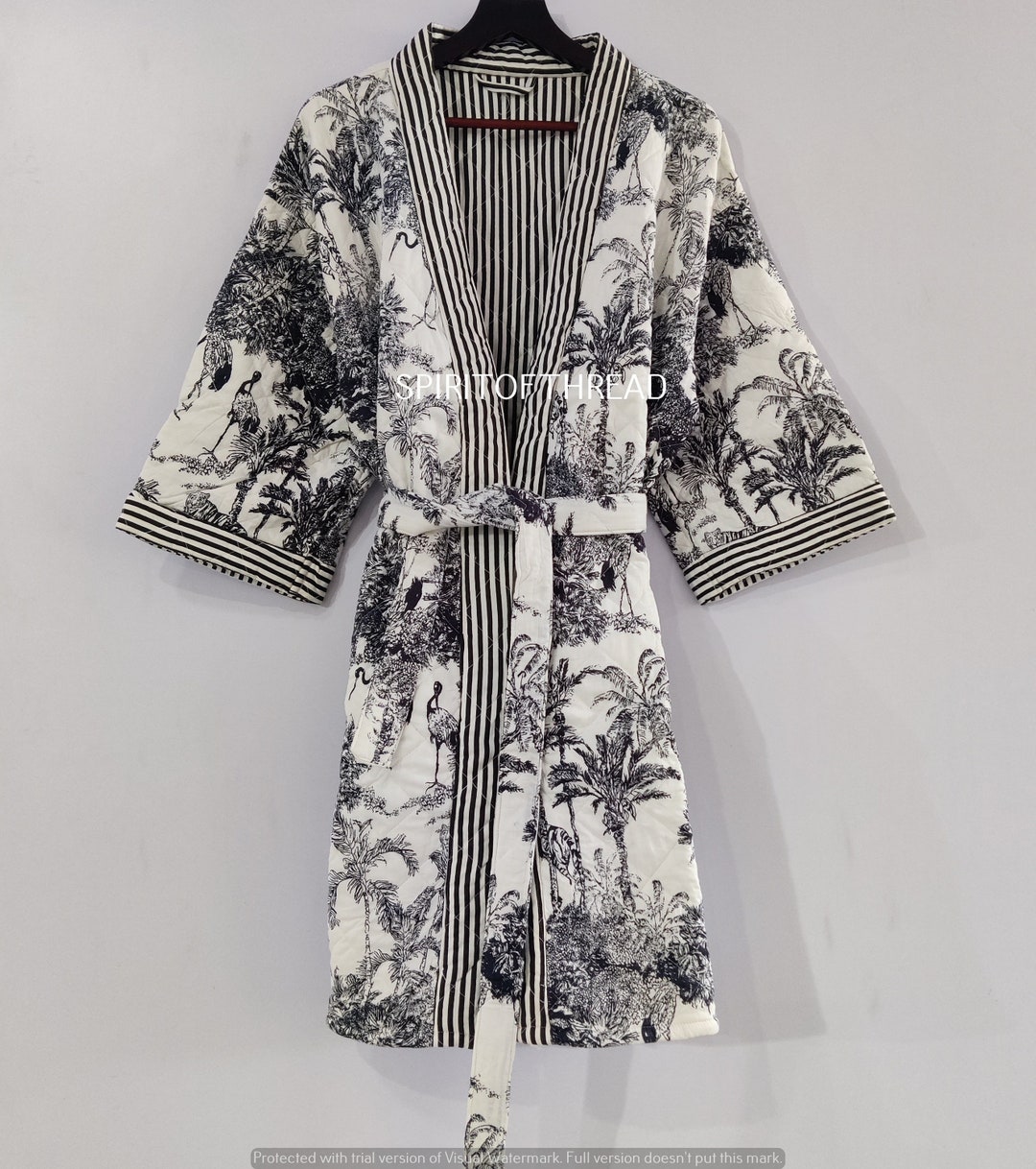 Hand Made Robe Handmade Cotton Quilted Robe: Kimono Style Jacket - Etsy