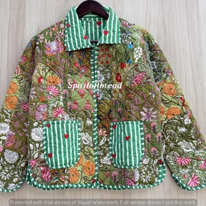 Handmade Patchwork Quilted Jacket | Floral Cotton Boho Jacket