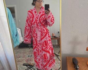 Embroidered Suzani Kimono: Handmade Bohemian Cotton Kimono