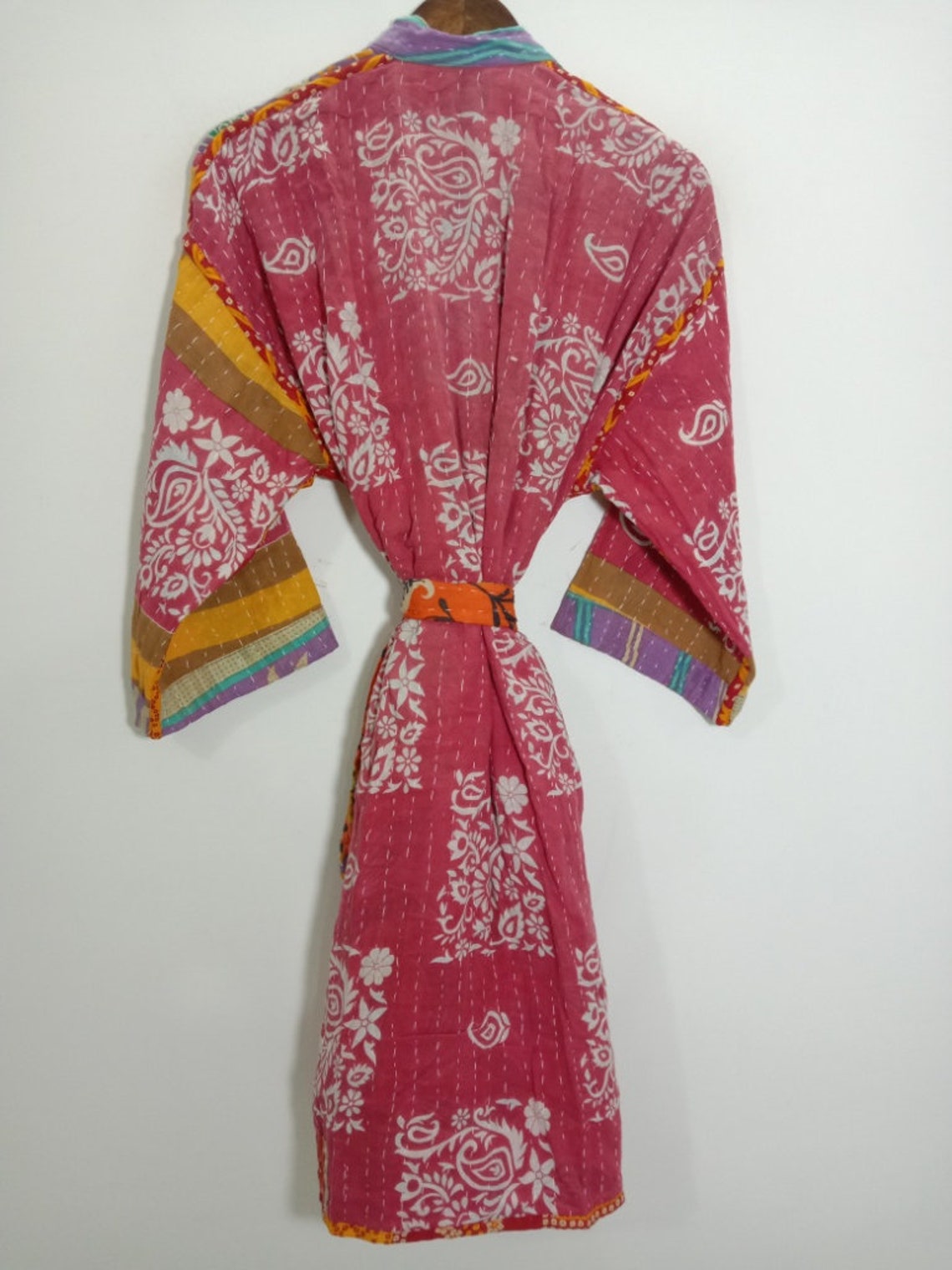 Japanese Kimono Style Robe Floral Kantha Robe Handmade | Etsy