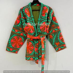 SHORT KIMONO jacket for women Suzani kimono short jacket Suzani Hand Embroidered Short Jacket suzani Hand Embroidered Short Jacket Indian