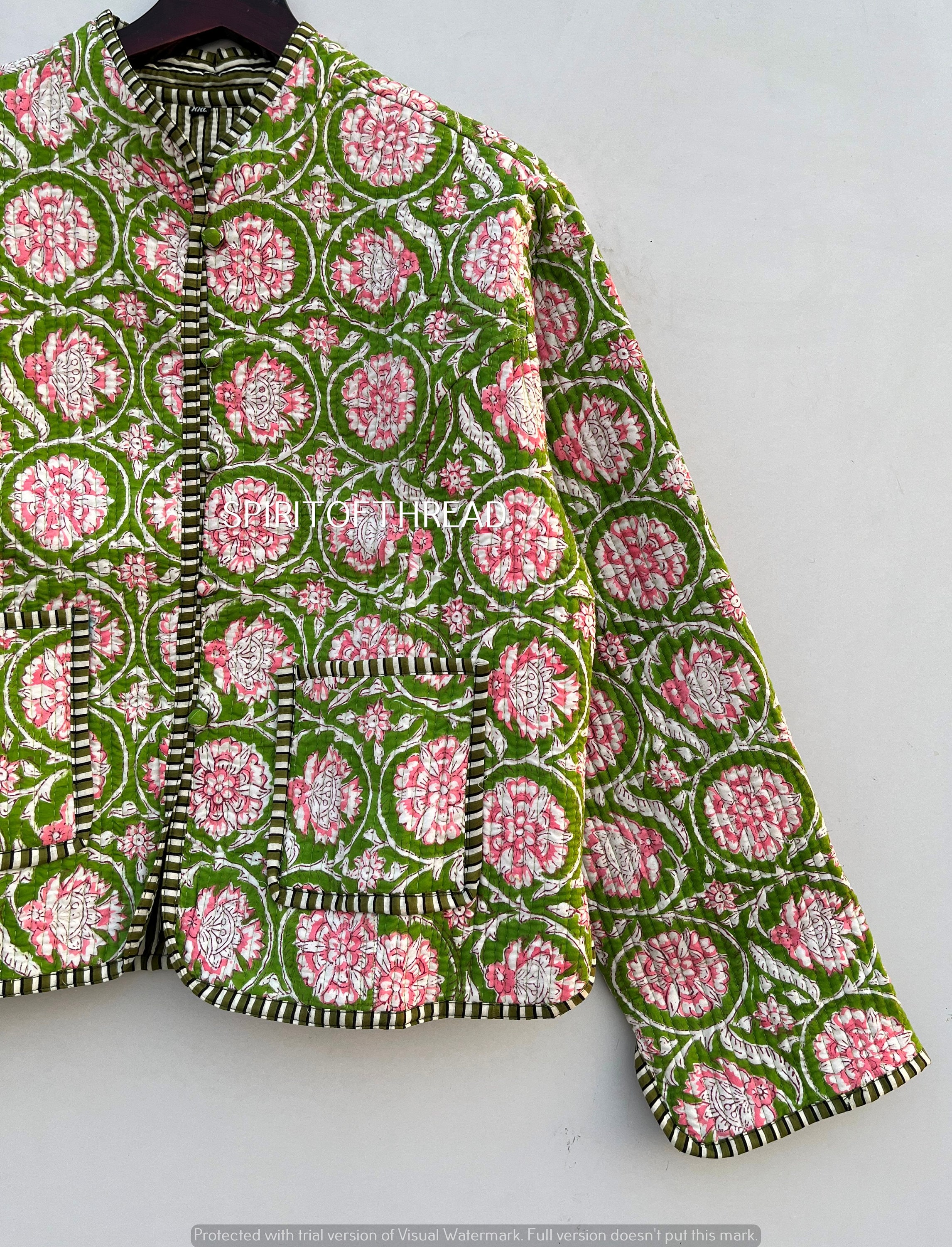 Yimoon Giacca Donna Reversibile Corta Con Stampa Floreale, Leggera, Aperta Davanti, Taglie S-XL