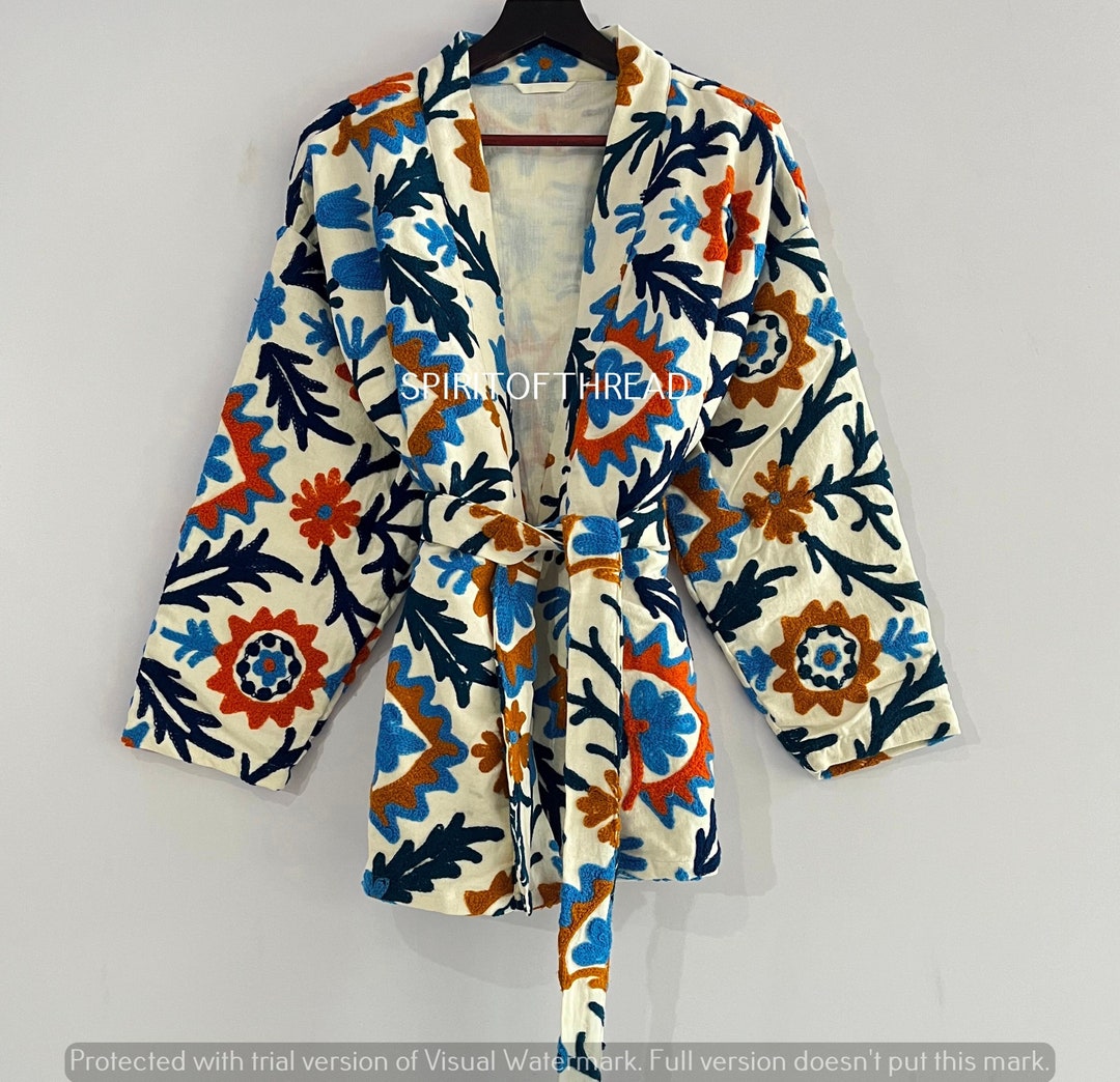 Buy Cotton Suzani Hand Embroidery Jacket Coat, Women Wear Winter
