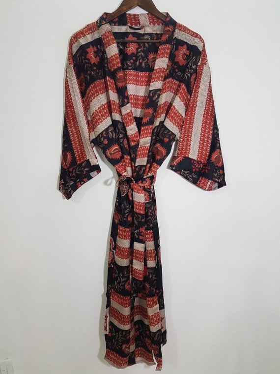 Silk Saree Women 's Kimono Vintage Clothing Robe Home | Etsy