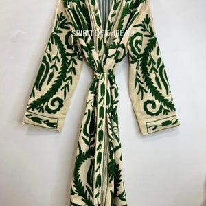 Kumani Robe Suzani Embroidered Cotton Kimono Robe: Long Winter Jacket - Etsy