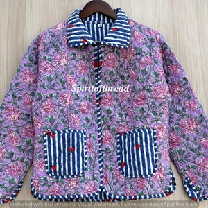Floral Quilted Cotton Jacket, Reversible Boho Coat