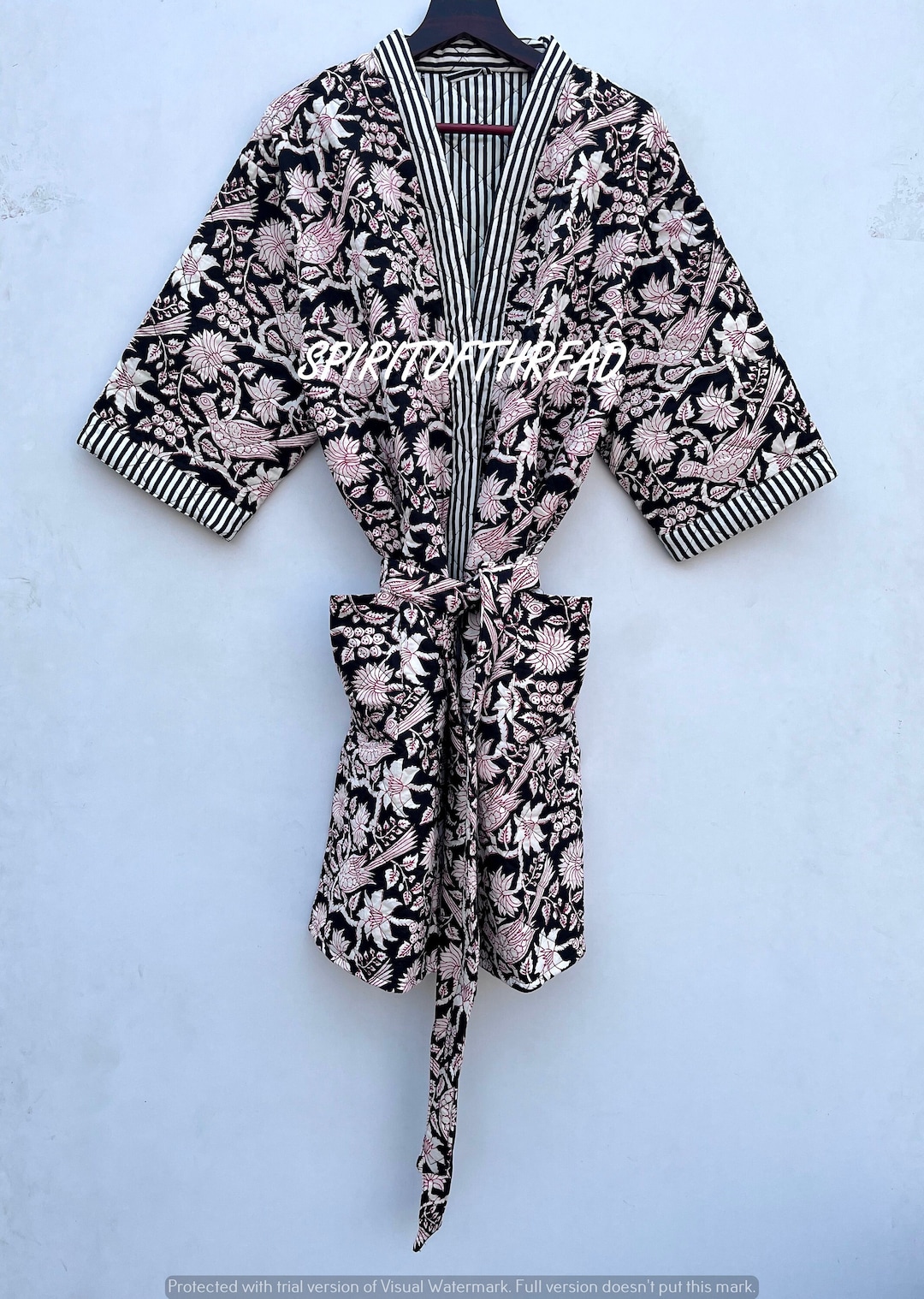 Buy Cotton Quilted Robe, Quilted Kimono, Robes , Traditional Kimono ...
