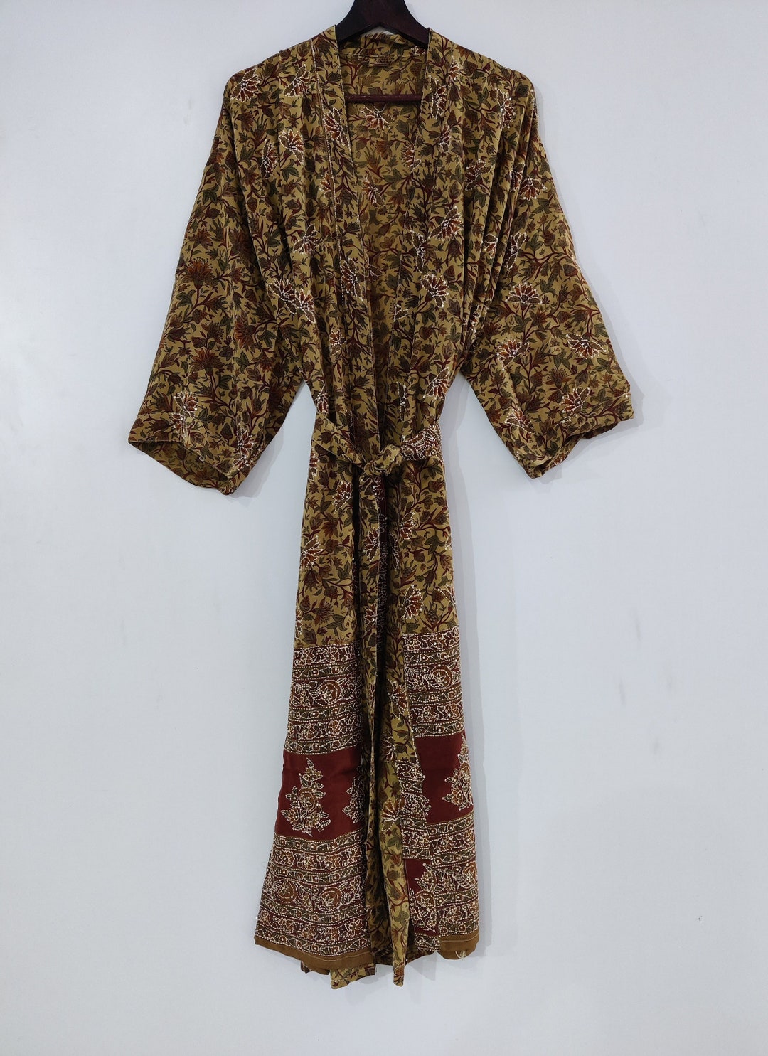 Buy Crepe Silk Kimono Robe Embroidery Floral Kimono Honeymoon Lounge