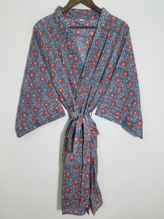 Floral Print Kimono Wrap Dress Pure Cotton Kimono Robe | Etsy
